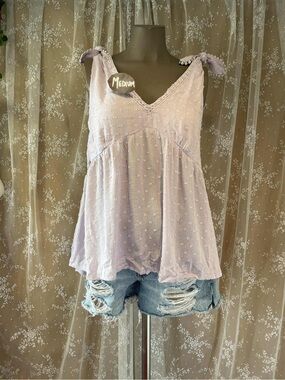 NWT Baevely Lavender Whispering Muse Swiss Dot Cami Top